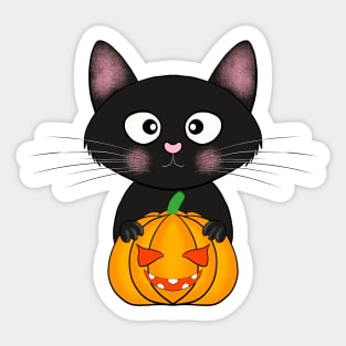 Halloween cute cat pumpkin Sticker